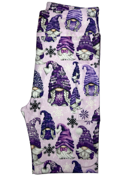 Purple Winter Gnome Full Length Leggings w/Pockets